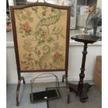 Furniture: to include an Edwardian mahogany firescreen with a tapestry panel,