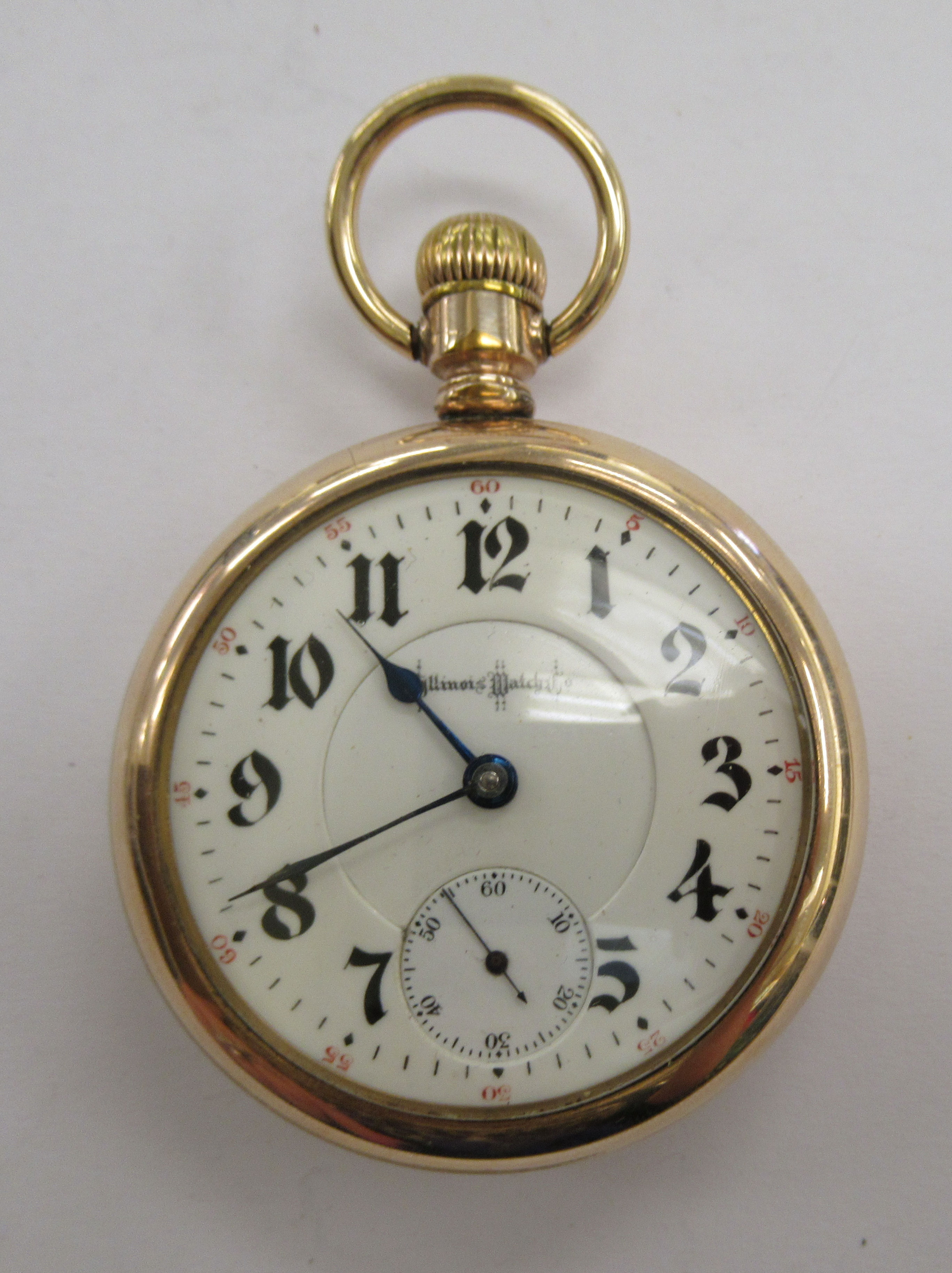 An early 20thC Illinois Watch company 21 jewel gold plated pocket watch,