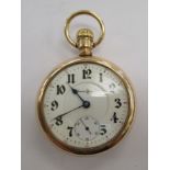 An early 20thC Illinois Watch company 21 jewel gold plated pocket watch,