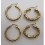 Two dissimilar pairs of 9ct gold hoop earrings 11