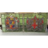 Two stained glass panels 'City of London' and 'Birmingham' 21'' x 24'' CA