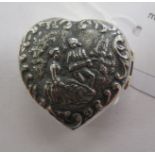 A Sterling silver heart shaped pill box,