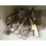 Silver plated and other flatware: to include a Kings pattern;
