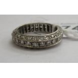 An 18ct white gold three parallel row,