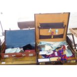 Two stitched hide attache cases, containing Masonic related ephemera,