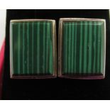 Silver and malachite tablet set earrings 11