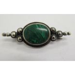 A silver and malachite set brooch 11