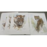 Joan Bouche - eight African wildlife Limited Edition prints bearing pencil signatures 22'' x 16.