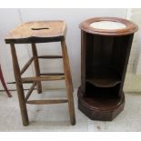 Small furniture: to include a late Victorian mahogany pot cupboard, the top set with a marble panel,