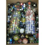 Uncollated post 1950s clear and coloured glass marbles various sizes CS