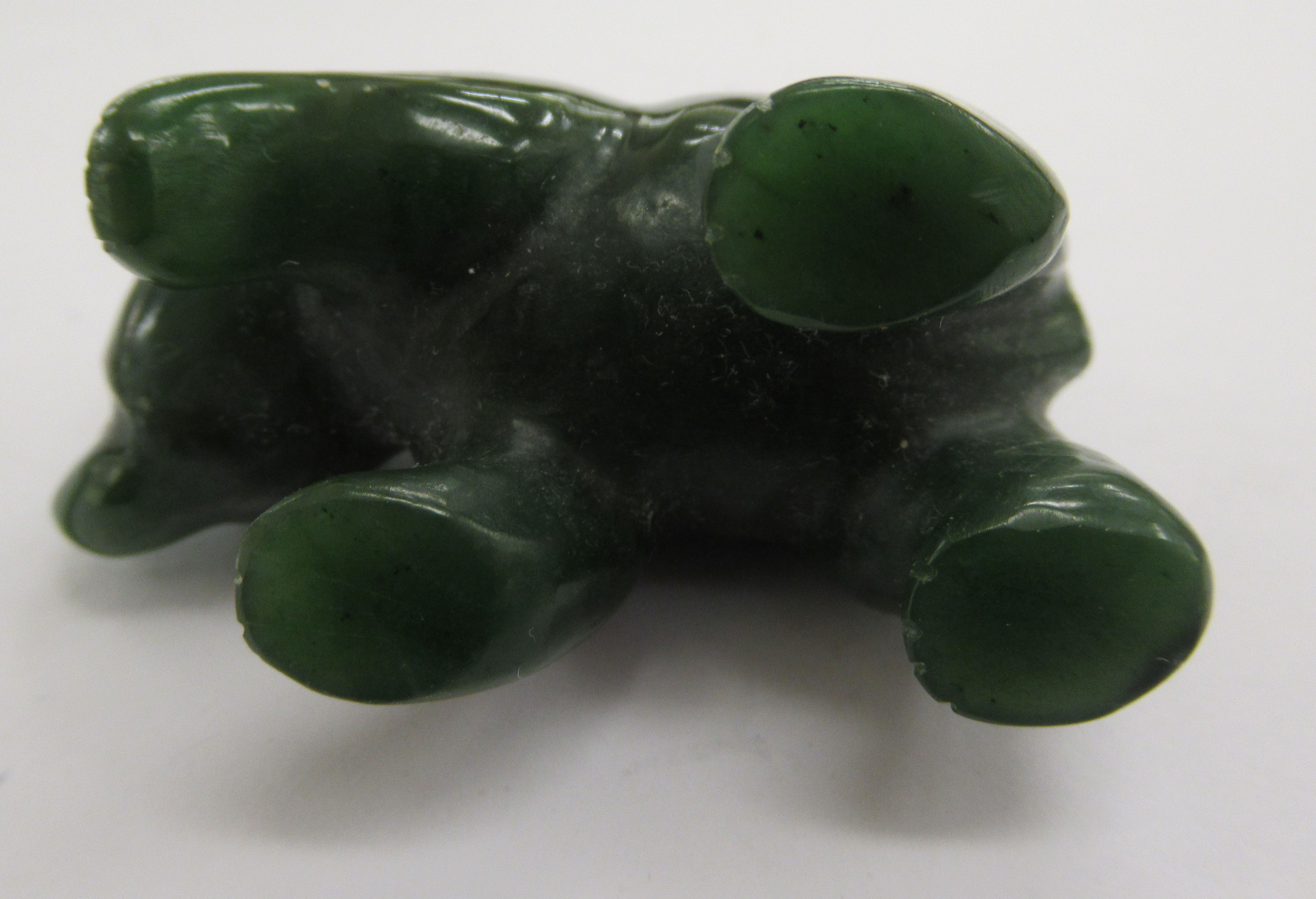 A carved dark green hardstone model bear 2''L 11 - Image 3 of 4