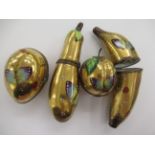 A set of four Limoges porcelain 'Peint Main PV' gilded trinket boxes, fashioned as fruit,
