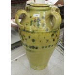 An early/mid 20thC Amphora pottery olive jar and cover with four ring handles 19''h SL