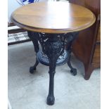 A 20thC Victorian style cast iron pub design table,