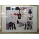 A printed poster 'Mary Fedden Shetland Lamp' bears a pencil signature 19'' x 22'' framed