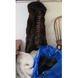 Ladies fur coats and shawls with accessories: to include a snakeskin handbag BSR