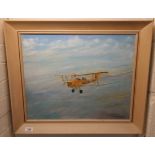 Edward Best - a yellow painted BEZ aircraft oil on canvas bears a signature & dated '86 with a