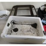 A two tone painted stoneware Belfast sink 14''h 20''w;