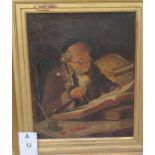 H G Glindoni - 'The Astronomer' oil on canvas bears a signature & a paper label verso 10'' x 8.
