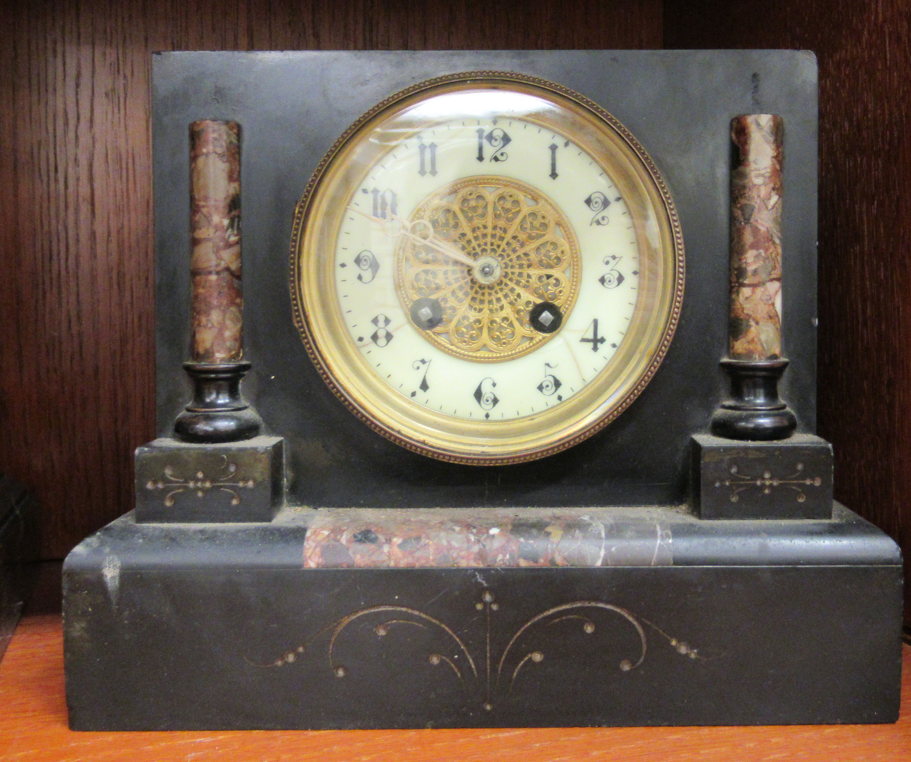 A 1920s lacquered brass torsion timepiece, - Image 2 of 3