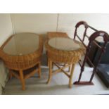 Three items of woven cane conservatory furniture;