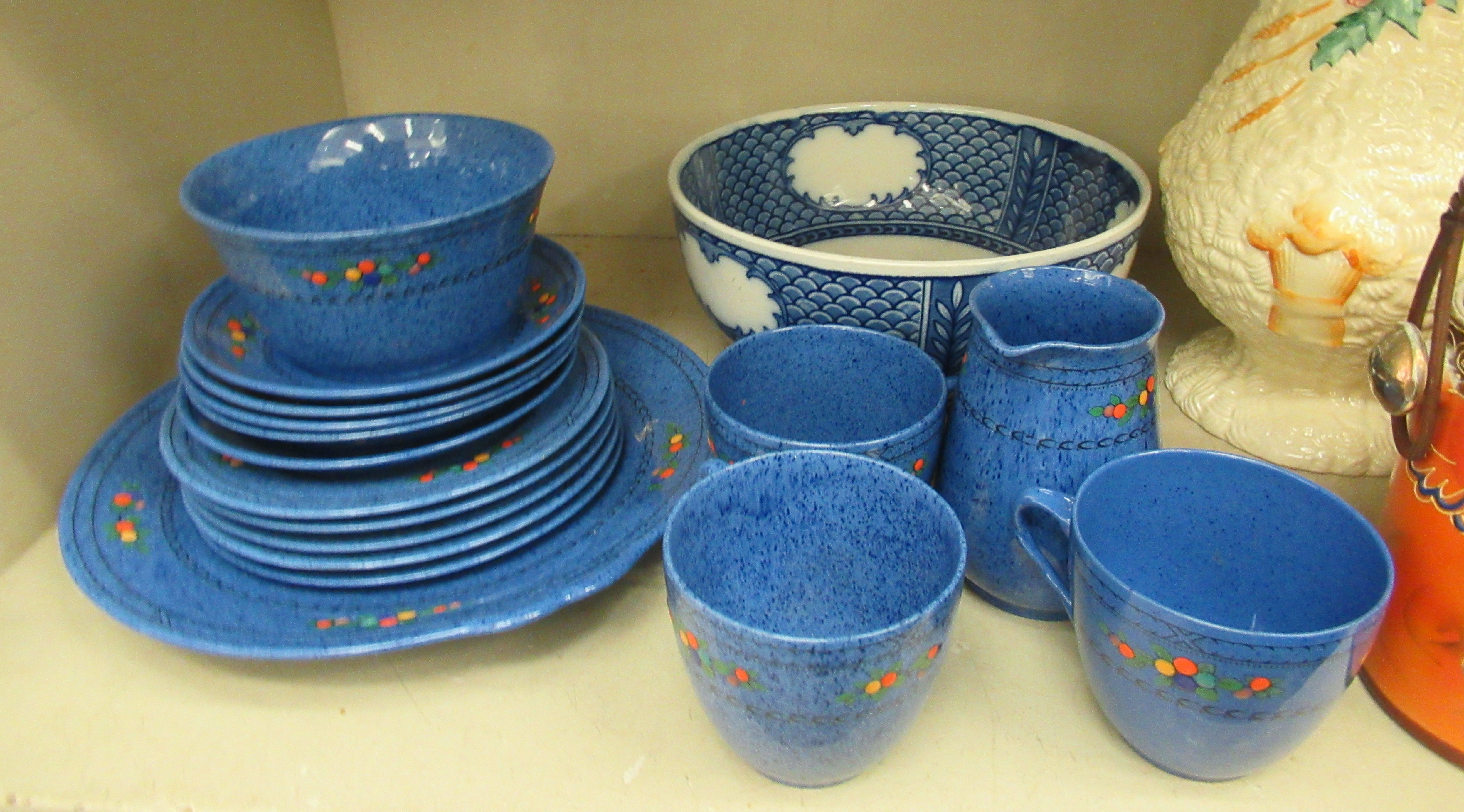 Decorative ceramics: to include Adderley speckled blue china breakfast ware OS2 - Image 2 of 5