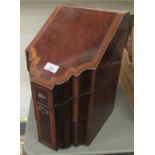 A Regency satinwood inlaid mahogany cutlery box with a hinged lid,