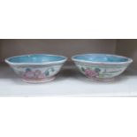 A pair of early 20thC European pottery shallow bowls,