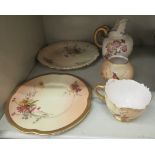 Royal Worcester blush ivory china collectables: to include a plate with a wavy edge bears a date