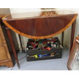 An Edwardian satinwood inlaid mahogany oval Pembroke table with opposing end drawers,