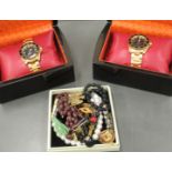 A mixed lot: to include a Fantastic Mr Fox yellow metal bracelet watch with a baton dial boxed