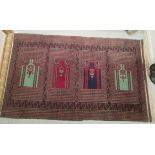 A Karachi rug with four pole medallions,