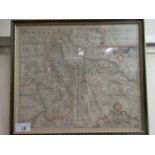 An early 19thC coloured county map 'Notingamiae' 12'' x 10.