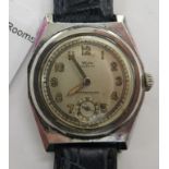 A 1940s Paul Wyler stainless steel cased wristwatch, faced by an Arabic dial,