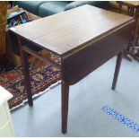 A George III oak Pembroke table with provision for an end drawer, raised on square,