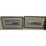 V Batchelor - 'After the Storm' and 'The Fishermen' two coastline scenes with beached vessels and