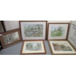 Gladys Crook - five various semi-rural studies watercolours bearing signatures largest 11'' x