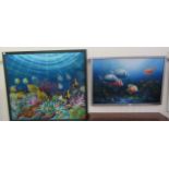 Two aquatic studies - tropical fish on a coral reef: to include C Benolt oil on canvas bears a