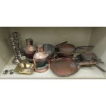 19thC and 20thC domestic and other metalware: to include copper pans,