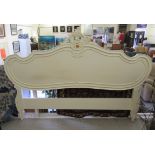 A modern French 'antique' inspired white painted and gilt bedhead 86''w CB