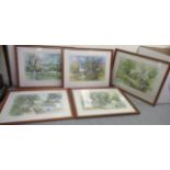 Gladys Crook - five various semi-rural studies watercolours bearing signatures 11'' x 17''