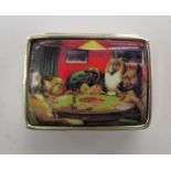 A silver rectangular pill box,