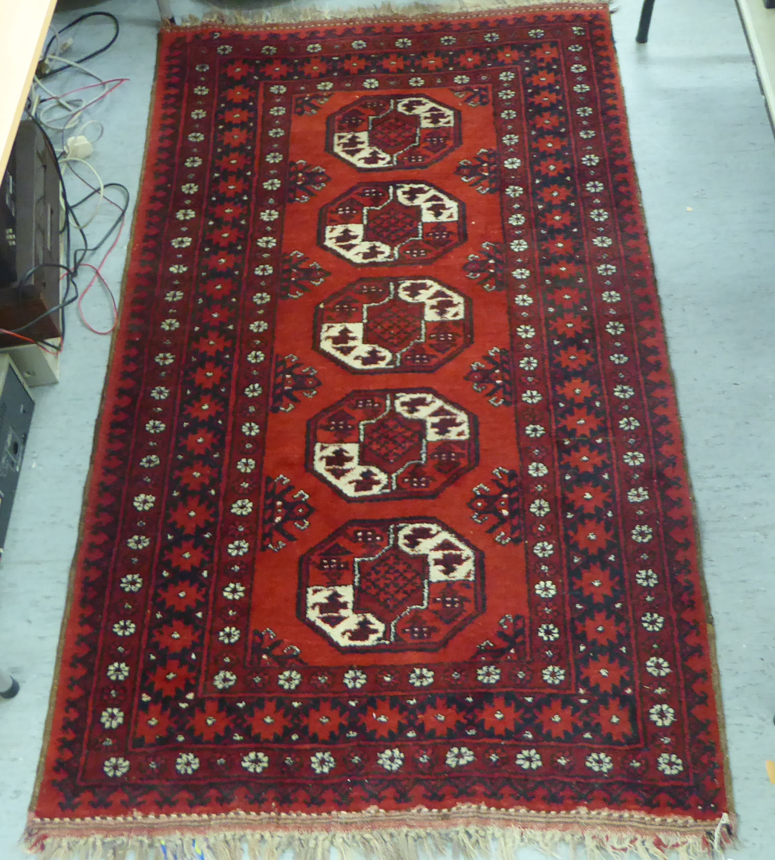 A Bokhara rug with elephant foot motifs,