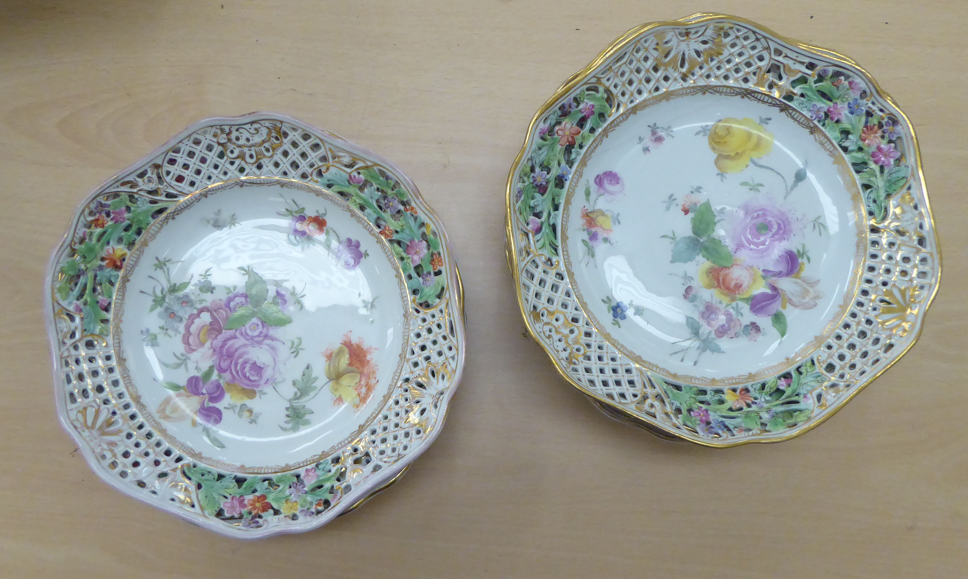 A late 19thC Continental porcelain dessert service, - Image 4 of 4