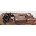 A mixed lot: to include a late Victorian rosewood box with a hinged lid 4''h 10''w CA