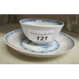 A mid 18thC Chinese porcelain Nanking Cargo tea bowl and saucer,