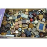 Treen and other small collectables: to include a carved bone acorn design sewing case 2''h