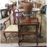 Small furniture: to include a crossbanded mahogany sofa table,