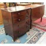 An early 19thC mahogany bowfront night commode, fashioned as a chest of drawers,