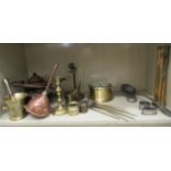 Mixed 19thC and later metalware: to include a Russian copper range kettle,